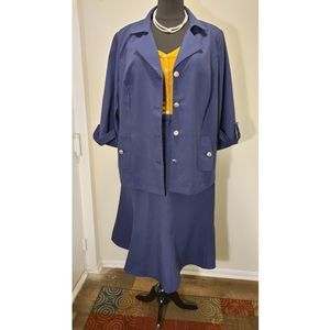 2 PC Plus Size Royal Blue Jacket and Skirt Set